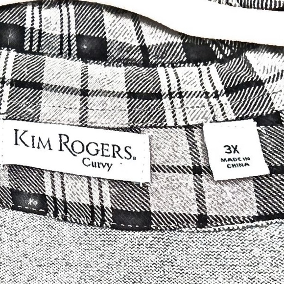 Kim Rogers Curvy Sweater Built-in Plaid Flannel Hem/Collar Long Sleeves Gray 3X - Picture 5 of 7